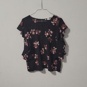 Floral Black Top